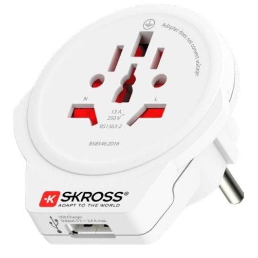 Multiprise Skross 1500266 1 Prise Type F Universelle 1 USB-A 2,4A Compacte