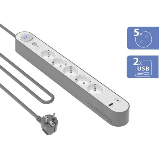 Regleta BigBen Connected FORCE POWER LITE 5 Tomas Protección Sobretensión USB-A USB-C PD 20W 1,5 m