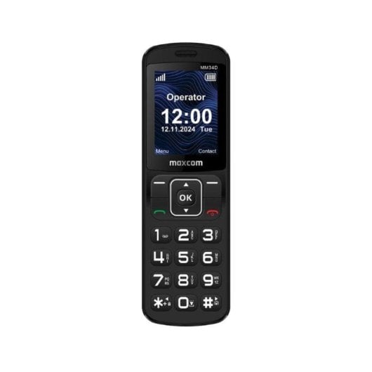 Teléfono Maxcom MM34D 4G Single SIM con VoLTE, pantalla 2,4" y base de carga