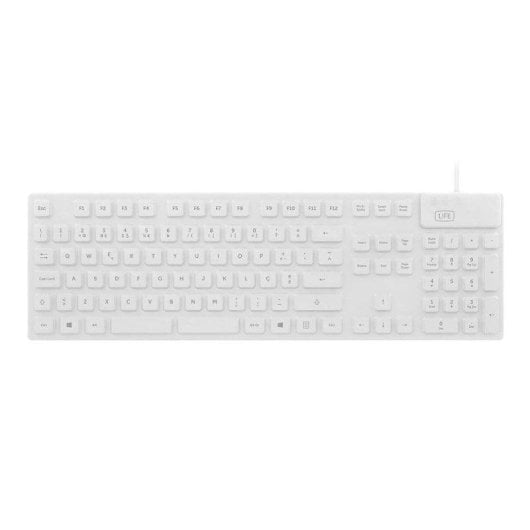 Teclado 1Life kb:cleanboard Silicone PT Branco impermeável IP68 para ambientes higiénicos