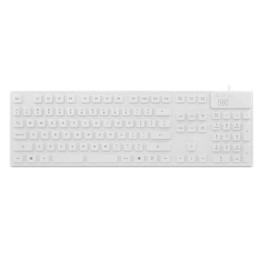 Teclado 1Life kb:cleanboard Silicone PT Branco impermeável IP68 para ambientes higiénicos