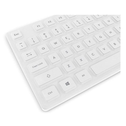Teclado 1Life kb:cleanboard Silicone PT Branco impermeável IP68 para ambientes higiénicos