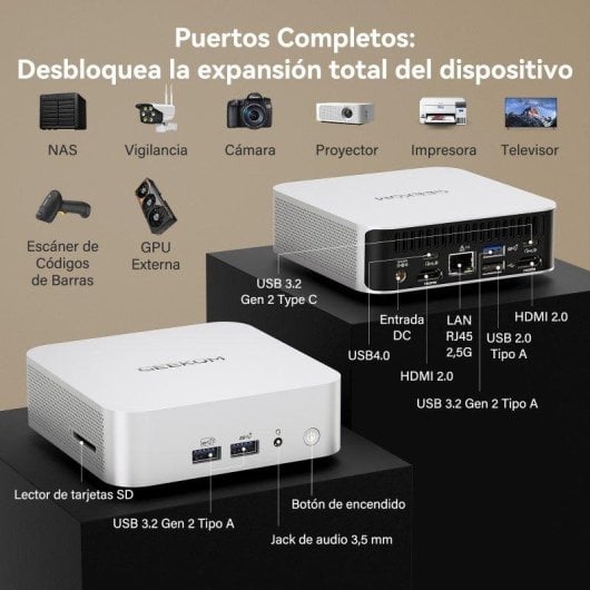 Mini PC GEEKOM A7 AMD Ryzen 5 7535HS 16GB 1TB SSD Radeon 660M Windows 11 Pro USB4