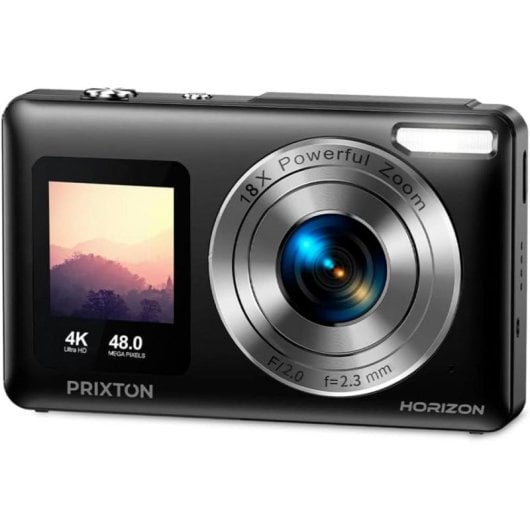 Cámara Compacta Prixton Horizon DC915 48MP Zoom 18x USB-C Doble Pantalla Negra