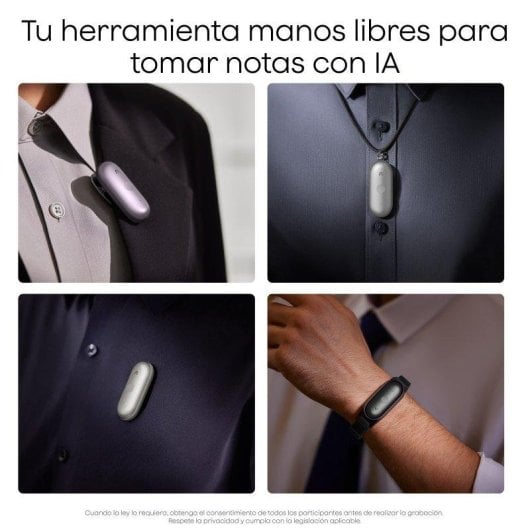 Grabadora de voz Plaud NotePin S IA 64GB 20h Transcripción Multimodal Negro