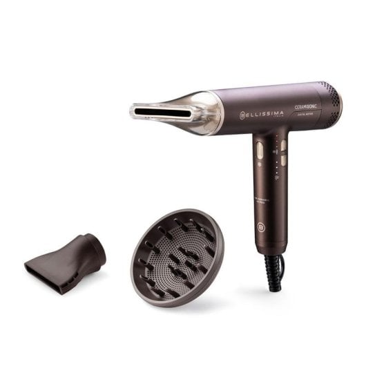 Sèche-cheveux Ionique Bellissima Ceramisonic 1700W 3 Températures 3 Vitesses Accessoires Marron Rose
