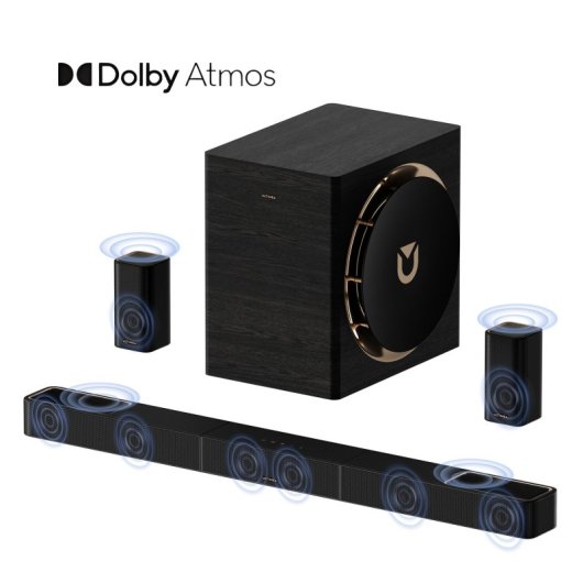 Ultimea Barra de Sonido 7.1.4ch Dolby Atmos, Skywave Series 980W Subwoofer 10" eARC