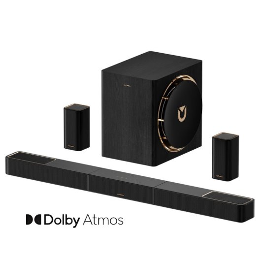 Ultimea Barra de Sonido 7.1.4ch Dolby Atmos, Skywave Series 840W Subwoofer 8" para TV