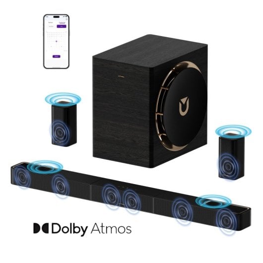 Ultimea Barra de Sonido 7.1.4ch Dolby Atmos, 980W Inalámbrico Subwoofer 10" eARC