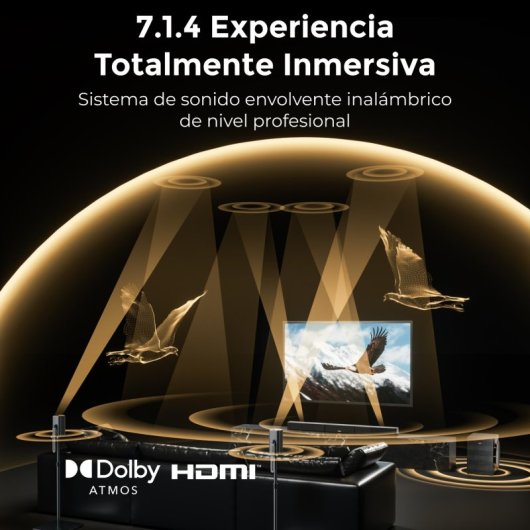 Ultimea Barra de Sonido 7.1.4ch Dolby Atmos, 980W Inalámbrico Subwoofer 10" eARC