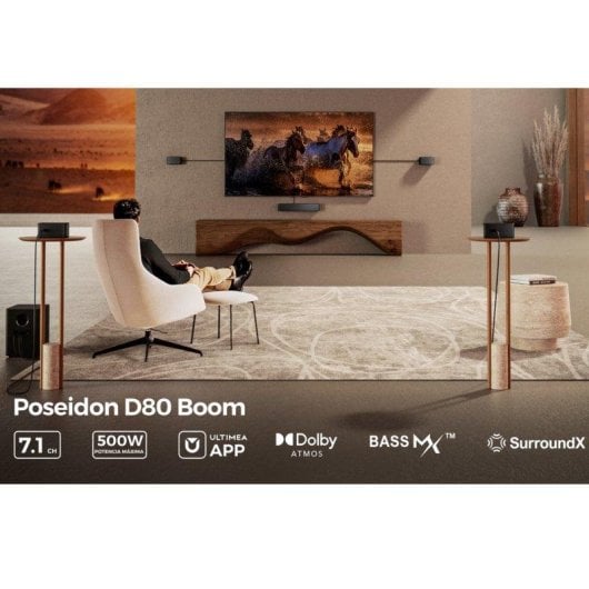 Barra di suono Ultimea Poseidon D80 Boom Bluetooth HDMI 500W Dolby Atmos Surround