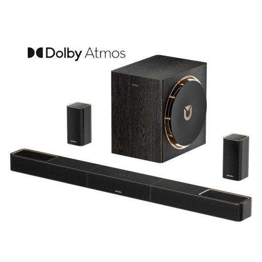 Ultimea Barra de Sonido 5.1.4ch Dolby Atmos, Skywave Series con Surround Inalámbrico para TV