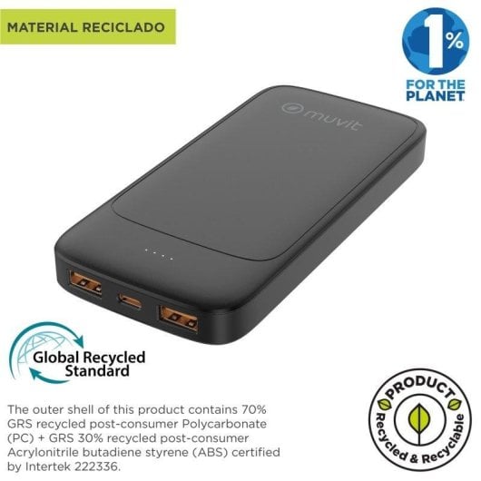 Power Bank Muvit NP57P 10000mAh 2 USB-A USB-C PD20W Nero