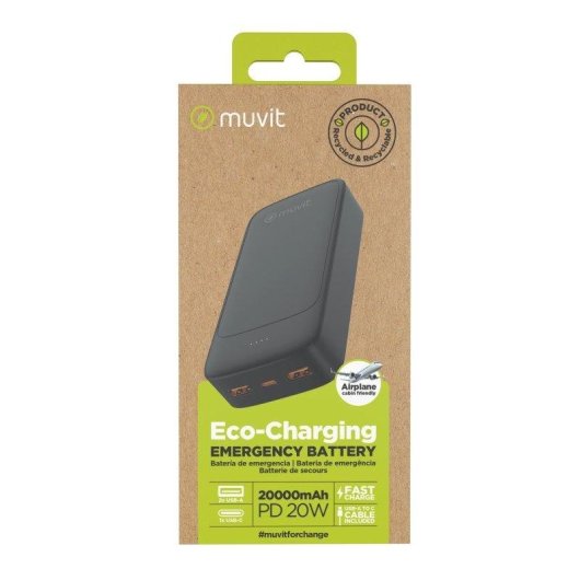 Power bank Muvit NP58P 20000mAh USB-C PD20W 2xUSB-A Nero