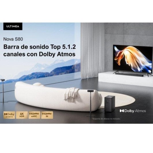 Barre de Son Sonore Ultimea Nova S80 5.1.2 520W Bluetooth HDMI eARC Dolby Atmos