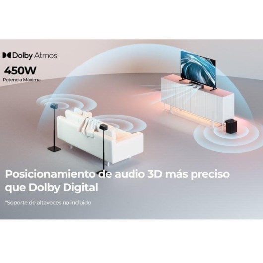 Barra de Sonido Ultimea Poseidon M4T 5.1 450 W Dolby Atmos HDMI eARC con Subwoofer Inalámbrico y 2 Altavoces Traseros