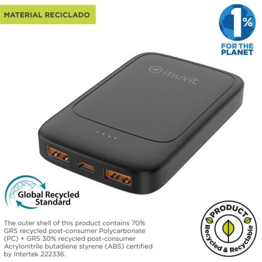 Power Bank Muvit For Change NP56P 5000mAh 2 USB-A USB-C PD20W Nero