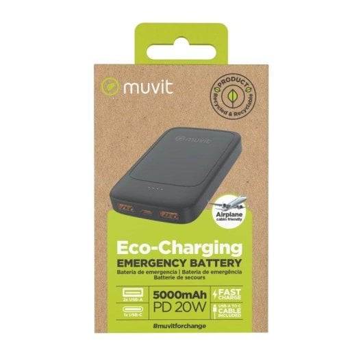 Power Bank Muvit For Change NP56P 5000mAh 2 USB-A USB-C PD20W Nero