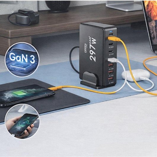 Estación de carga Karawan 8 puertos USB-C y USB-A base desmontable 297 W