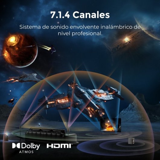 Ultimea Barra de Sonido 7.1.4ch Dolby Atmos, Skywave Series 840W Subwoofer 8" Inalámbrico