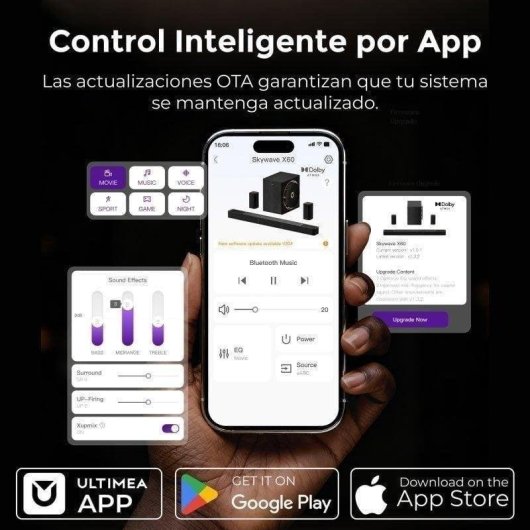 Barre de son Ultimea Skywave X60 840W 7.1.4 Bluetooth Dolby Atmos HDMI eARC Caisson sans fil