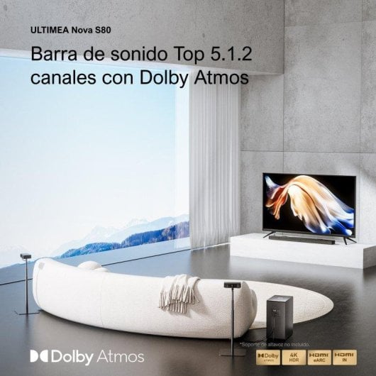 Barra de som Ultimea Nova S80 Bluetooth 520W Dolby Atmos subwoofer sem fios