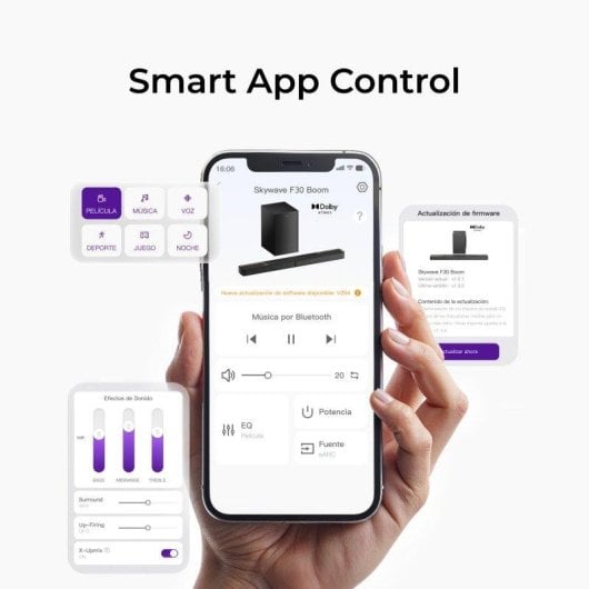Barra de sonido Ultimea Skywave F30 HDMI eARC Bluetooth 3.1.2 Dolby Atmos Subwoofer 6,5" Control por app Graves potentes