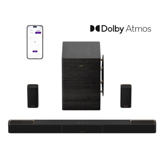 Ultimea Barra de Sonido 7.1.4ch Dolby Atmos, Skywave Series 980W Subwoofer 10" TV