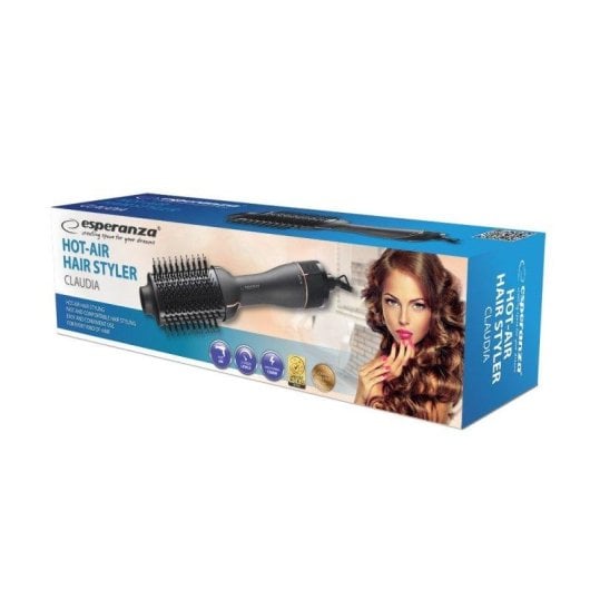 Sèche-cheveux Brosse Rotative Esperanza EBL015 1200W 3 Vitesses Tous Cheveux Noir