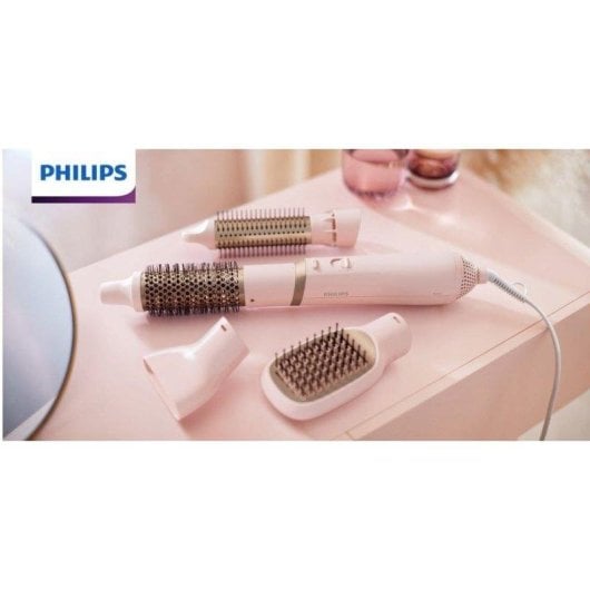 Sèche-cheveux Ionique Philips Série 3000 BHA310/00 800W 3 Températures 2 Vitesses avec Accessoires Or Blanc
