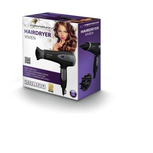 Sèche-cheveux avec Diffuseur Esperanza EBH005K 2200W 3 Températures Accessoires Noir