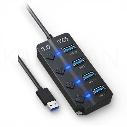 Hub USB Karawan 4 Portas USB 3.0 Interruptores Individuais Preto