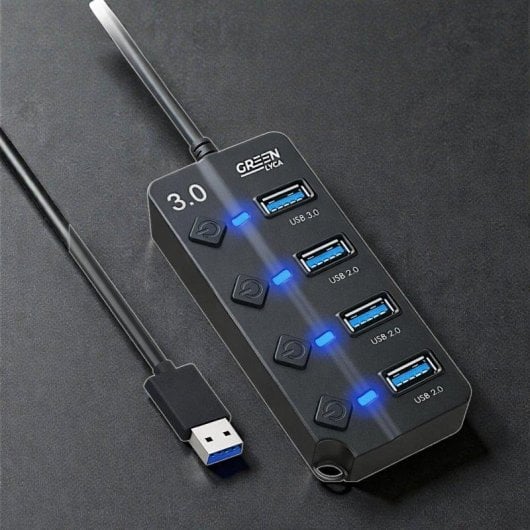 Hub USB Karawan 4 Portas USB 3.0 Interruptores Individuais Preto