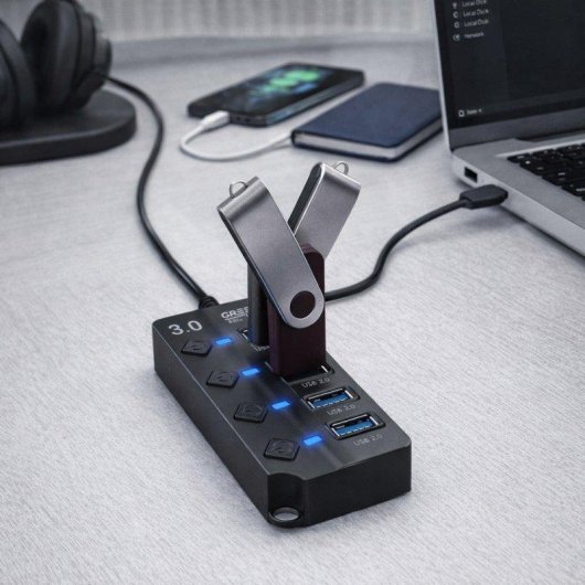 Hub USB Karawan 4 Portas USB 3.0 Interruptores Individuais Preto