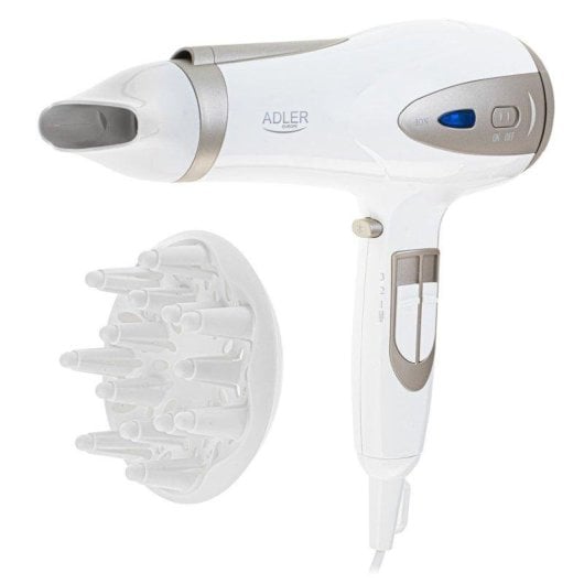 Secador de Cabelo Iónico Adler AD 2248WC 2400W 3 Temperaturas 2 Velocidades com Difusor Branco Champanhe