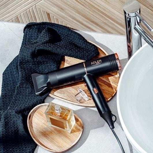 Phon Pieghevole Ionico Adler AD 2278 1400W 2 Temperature 2 Velocità Aria Fredda Nero