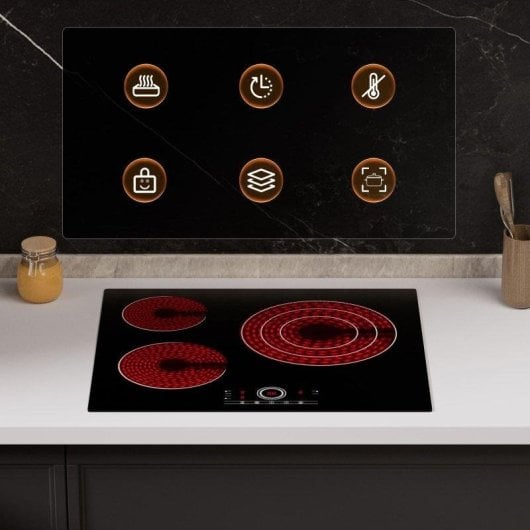 Plaque vitrocéramique Ciarra CDVER573 3 zones 5700W 59cm Touch Control 9 niveaux