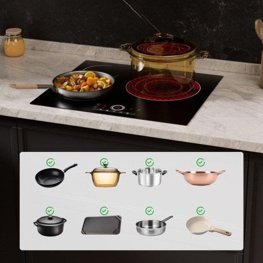 Plaque vitrocéramique Ciarra CDVER573 3 zones 5700W 59cm Touch Control 9 niveaux