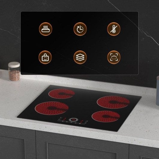 Plaque vitrocéramique Ciarra CDVER604 4 zones 6000W 59cm Touch Control 9 niveaux