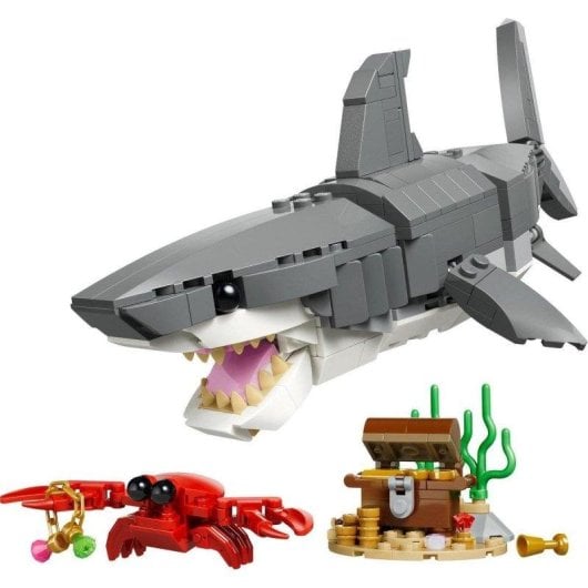 Conjunto LEGO Creator 31381 Feroz Tubarão 3em1 com Animais Marinhos Articulados