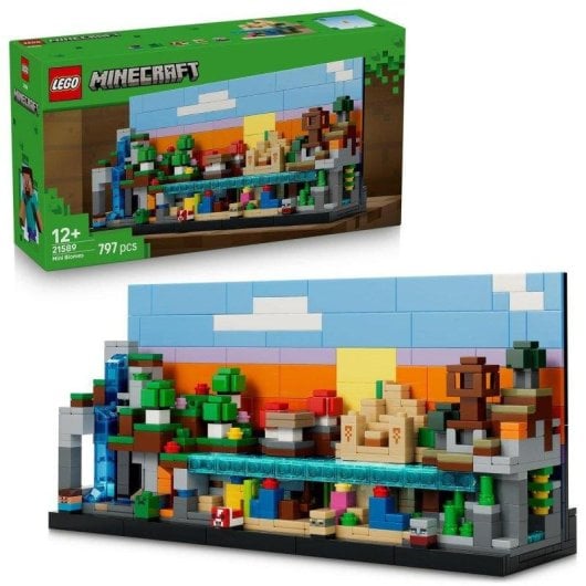 Set de construcción LEGO Minecraft 21589 Minibiomas 797 piezas microfiguras
