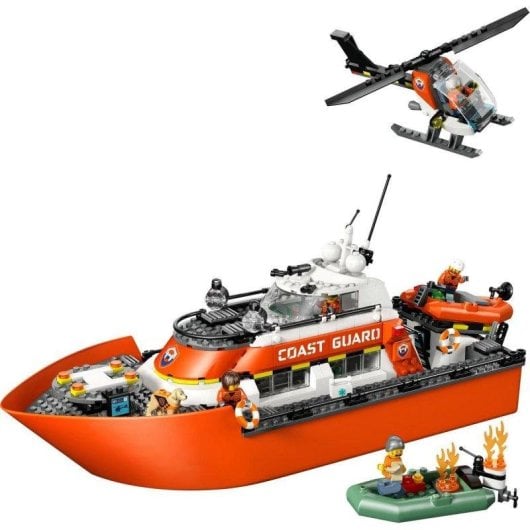 Set de construcción LEGO City 60504 Barco y Helicóptero de Rescate 742 piezas