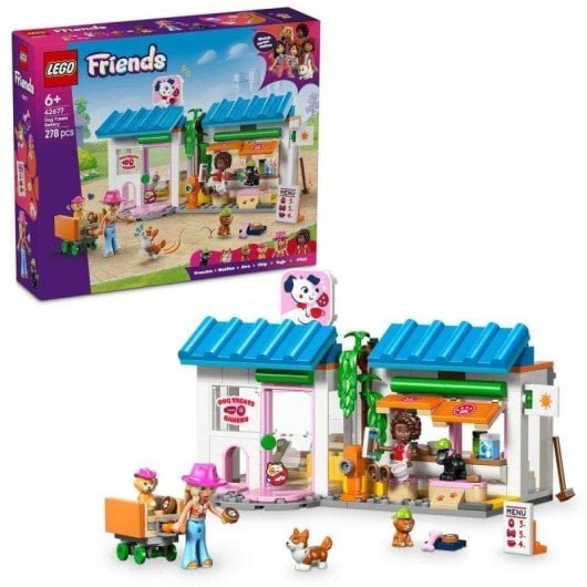 Conjunto de Construção LEGO 42677 Friends Pastelaria Canina 278 Peças 2 Minifiguras 4 Cães