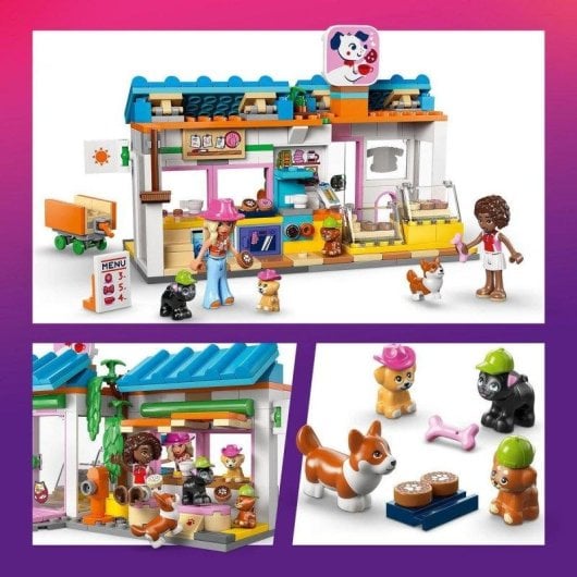 Conjunto de Construção LEGO 42677 Friends Pastelaria Canina 278 Peças 2 Minifiguras 4 Cães