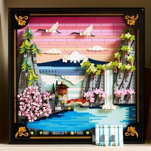 Kunstset LEGO 31218 Japanische Landschaft Kirschblüten 3D Wanddeko Erwachsene