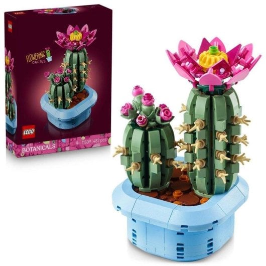 Set Botanico LEGO 11509 Cactus in Fiore con Vaso Decorativo 482 Pezzi