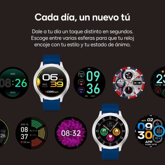 Ksix Core 3 Go Bluetooth 1,32" AMOLED Caixa Prateada Correa Magnética Azul IP67