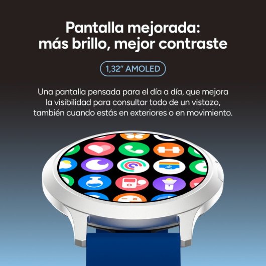 Ksix Core 3 Go Bluetooth 1,32" AMOLED Caixa Prateada Correa Magnética Azul IP67