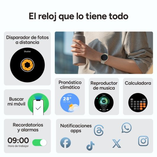 Ksix Core 3 Go Smartwatch AMOLED 1.32" Caja Aleación Zinc Negra, Correa Silicona Magnética Negro