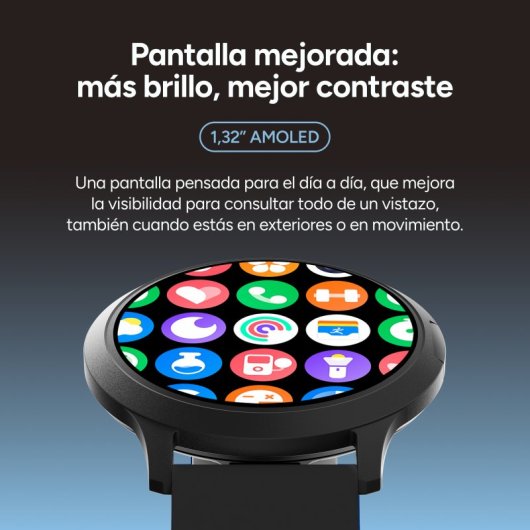 Ksix Core 3 Go Smartwatch AMOLED 1.32" Caja Aleación Zinc Negra, Correa Silicona Magnética Negro